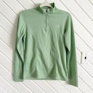 The North Face Women's M Sage Green Vaporwick Pullover 1/4 Zip Long Sleeve Top